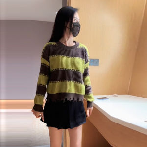 Striped Knit Pullover Sweater Women