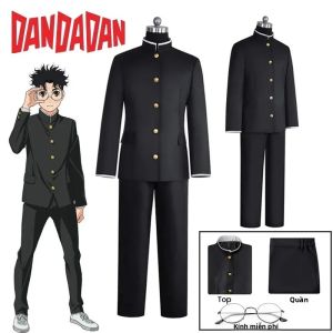 Bộ Trang Phục Cosplay Anime Ken Takakura - Đồng Phục Học Sinh Dandadan Okarun Với Áo Khoác Đen Quần Gakuran Và Kính Dành Cho Nam Dùng Cho Tiệc Halloween