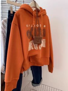 plus Size Womens Hoodie Sweatshirt Thickened Fleece Loose Fit Autumn Winter Outerwear Casual Comfortable Slimming Style