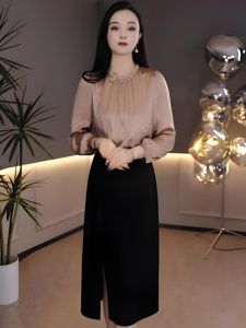 MAIMEI | Roman Espadrille Embellished Bead Embroidery Slimming High Waist Fake Two-Piece Dress Autumn New Style Commute Korean Version