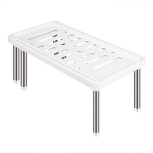 Expandable Cupboard Shelf 35cm to 61cm Plastic Kitchen Cupboard Shelf Organiser Multi-Function Storage Rack for Kitchen Cabinets