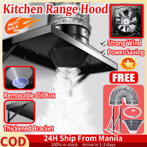 Range Hood For Kitchen Inverter 6/10 Inch Kitchen Range Hood With Duct And Stand Super Suction Exhaust Fan With Detachable Oil Box Strong Wind Power Saving Range Hood Set Wall Mounted Ventilation Fan For Kitchen Restaurant Hotel Dining Hall