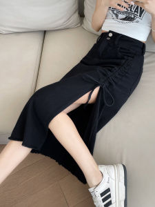 สูง เอว ทรงเอ Mini กระโปรง สําหรับผู้หญิง ฤดูร้อน บาง เดนิม Half Body Slim ดีไซน์ เชือกรูด กระโปรง S พรางหุ่น ประสิทธิผล