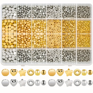 3050pcs/Set Spacer Bead Set Various Bracelet Beads Round Beads Star Beads for DIY Jewelry Making Bracelet Necklace Accessories