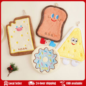 Cute Cartoon Hand Towel Hanging Kitchen Hand Wipe Quick Dry Wipe Three Layers of Thickened Coral Flannel Towel Handkerchiefs Cute Hand Towel Bread Cheese Shape Hanging Towel Children Kids Bathing Towels Coral Fleece Handkerchiefs Absorbent Wipe Cloth