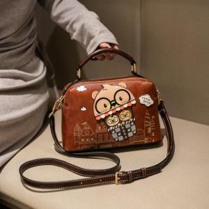 2025 New Original Design Casual Pillow Bag Bear Cartoon Handbag Single Shoulder Crossbody Bag Soft PU Leather Daily Use