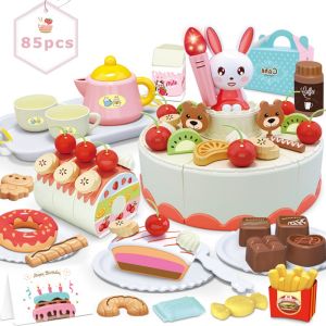 Childrens Birthday Cake Toys Play Home Afternoon Tea Birthday Party Set Kitchen Toys with Light Music Early Education
