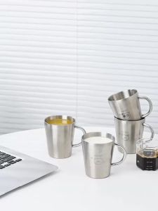 Ly Cà Phê Giữ Nhiệt Hai Lớp Bằng Thép Không Gỉ Dành Cho Trẻ Em Có Tay Cầm Chống Nóng Dùng Được Cho Đồ Uống Nóng Và Lạnh Thân Thiện Với Môi Trường