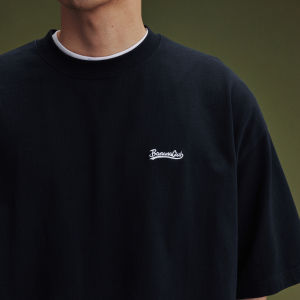 Loose Fit Pure Cotton Short Sleeve T-Shirt Embroidered Logo Casual Cityboy Style Youth Fashion Basic round Neck Tee