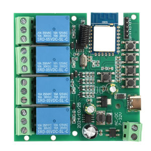 Tuya Smart 2.4GHz Wifi Motor Switch Module DC7-32V RF 433MHZ Radio Remote Control 4 Channels Inching Relay for Alexa Google Home