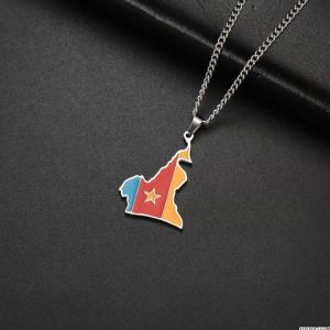 Syria National Map Shapes Drop Oil Color Pendant Necklaces for Women Man Stainless Steel Peace Lovers Jewelry Accessories Gift