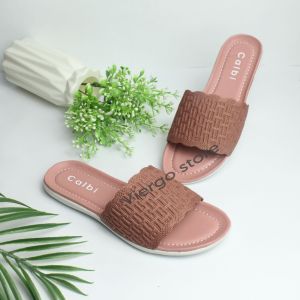 Sandal Slop Wanita Teplek Rajut