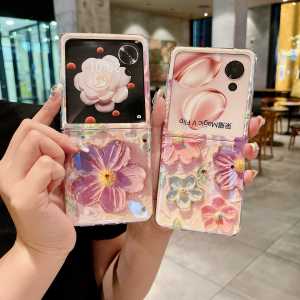Honor Magic V Flip Diamond Painting Flower Phone Case Foldable Screen Blue Light Protection Hard Shell Fashionable Personalized