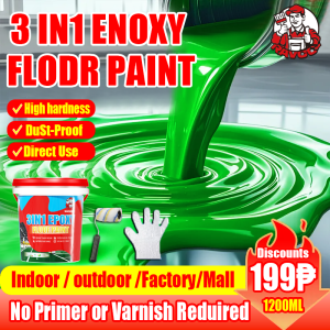 🔥1200ML🔥3 In 1 Epoxy Floor Paint 1200ML With Brush Wear Resistant Waterproof Anti Slip Suitable for Outdoor Indoor Warehouse Workshop Garage Office Factory Gym Factory Playground Shopping Mall