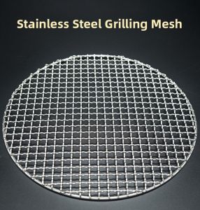 Stainless Steel round Korean Style BBQ Grill Net Commercial Smoking Meat Grid Tea Stove Roasting Net Barbecue Grill Sheet