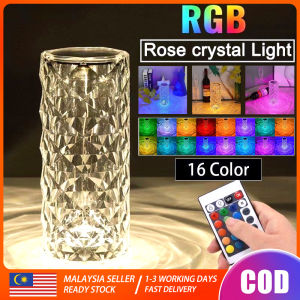 Rose crystal lamp 16 ColorsCrystal table lamp RGB Touch crystal lamp USB Rechargeable Desk Lamp Diamond lamp Bedside lamp Crystal lamp Atmosphere Lights