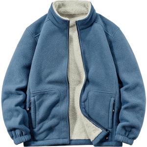 ROMON | Lomond Mens Fleece Lined Jacket Casual Sporty Open Cardigan Sweatshirt Stand Collar Zipper Closure Long Sleeve Thermal Outerwear