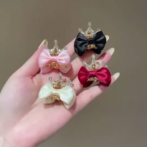 1 ชิ้น กิ๊บติดผม รูปมงกุฎ ประดับโบว์ สไตล์เจ้าหญิง สําหรับเด็กผู้หญิง 1 ชิ้น