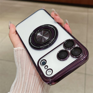 Luxury Plating 360 Rotate Ring Bracket Magnetic For Magsafe Case For iPhone 17 Air 16 15 14 Plus 13 12 11 Pro Max 16E Soft Cover