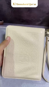 Al-Quran Waqaf Emboss Kaleb Resleting Tali Ukuran A6 Terjemahan Alquran Mini Travelling Size Emboss Krem