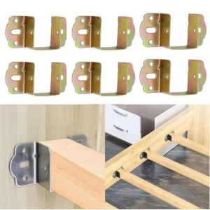 YESPERY ชุดอุปกรณ์เสริมคานเตียงแบบ2/4ชิ้นขาตั้งสแตนเลสเชื่อมต่อแบบคงที่ตะขอบานพับเตียงหนารหัสอุปกรณ์เหล็กเครื่องตกแต่งบ้าน