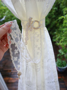 YASHLIE Lace Tied Curtain Door Curtain Small Gauze Curtain Binding Rope Bundle Band French Beige Curtain Decorative Buckle