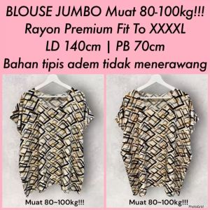 MUAT 80-100KG!!! BAJU BALI ATASAN BLUS JUMBO LD 140 FIT TO XXXXL SJ/BXO BUNGA REAL PICT