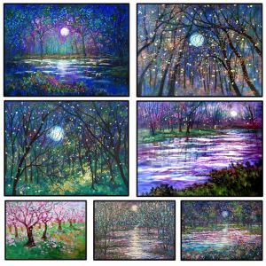 Jigsaw Puzzle for Adults 1000Pieces Moonlight Forest Flower Scenery Paper Puzzle Home Wall Decoration Gift Idea