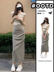 New 2025 High Waist Pleated Mini Skirt Womens Summer Workwear Asymmetrical Design Trendy Girl Long Skirts Polyester Fiber