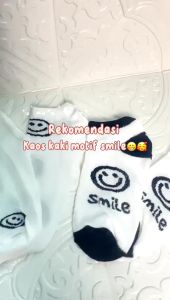 EFKS115 Kaos Kaki Pendek Wanita Smile Have a Nice Day Hitam Putih Fashion Random 5 pcs