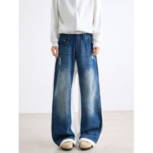 กางเกงยีนส์ทรงหลวมสไตล์อเมริกันสำหรับผู้ชาย กางเกงขายาวทรงตรง ทรงหลวม ทรงขากว้าง ฤดูใบไม้ร่วง 2025 ทรงลำลอง ทรงปกติ