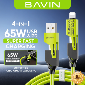 BAVIN CB390 65W / CB394 60W 4in1 PD Fast Charging Type-C & iPh Data Cable Multi-function for Laptop iP & Android