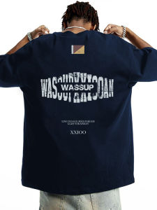 Wassup American Streetwear Cotton T-Shirt Letter Print Short Sleeve Loose Fit Student Mens Basic Shirt Summer New Arrival