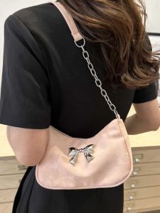 Elegant Simple Fashion Butterfly Knot Single Shoulder Bag Womens Summer 2024 New Versatile Chain Underarm Bag Trendy Handbag