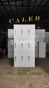 CALEB | Industrial 9-door Steel Locker in Matte White by Leapify Steel - Waterproof and heavy-duty