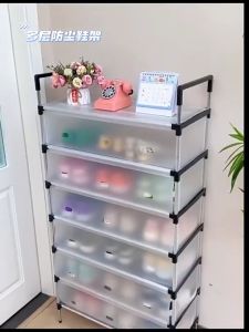 Rak Sepatu Plastik Anti Debu: Rak Sepatu Tertutup & Desain Modern