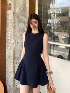 Váy Không Tay Cổ Tròn Chất Lượng Pháp Cho Nữ Mùa Thu Phong Cách Hàn Quốc Váy Vest Ôm Eo Váy Midi Màu Trơn Không Tay