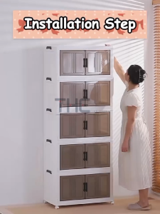 【𝗡𝗘𝗪 𝟮𝟬𝟮𝟱】THE L50-70cm (1-5 Layers) 2 Doors Foldable Stackable Storage Cabinet Box With Roller