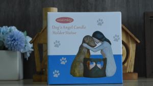weslinkeji Dog Memorial Gifts，Pet Loss Gifts，Hand-Sculpted Dogs Passing Away Sympathy Gift，Remembrance Gift ，Dog Lovers Candle Holder Statue with LED Candle