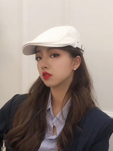 หมวกเบเร็ตสไตล์ย้อนยุคสีขาวแท้ หมวกทรงปากเป็ดปรับได้สำหรับผู้ชายและผู้หญิง หมวกทรงปากเป็ดแบบสวมสบายในฤดูร้อน