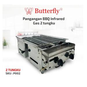 Panggangan Sosis / Kompor Panggang Gas / Panggangan BBQ Infrared Butterfly 2 Tungku P002 Jumbo