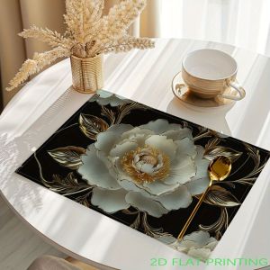 VIKAMA 2/4/6PCS Light Luxury Elegant Printed Placemats Heat Resistant Washable Non Slip Kitchen Home Decor