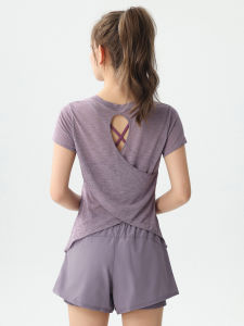DRUR | Lace Up Breathable Quick Drying Short Sleeve Yoga Suit