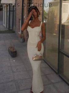 Evening Gown Backless Slim Fit Waist High Waist Long Skirt Womens Dress Formal Dress Casual Wear Sleeveless High Waist Dress