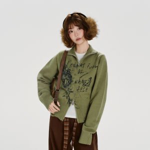 Áo Cardigan In Hình Phong Cách Mỹ Cổ Điển