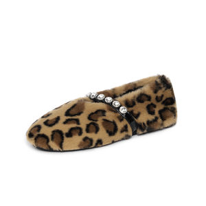 REEMOOR | Bow Detail Fur Lined Rubber Dot Soled Warm Cotton Shoes