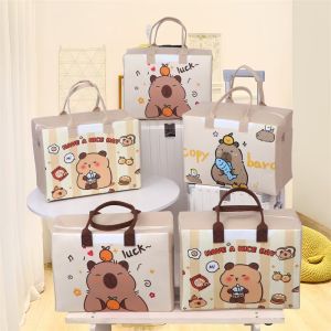 กระเป๋าเดินทางหนาพิมพ์ลายการ์ตูนใหม่พร้อมซิป กระเป๋าถือสำหรับเก็บของ กระเป๋าลากเดี่ยวสำหรับผู้ชายและผู้หญิง