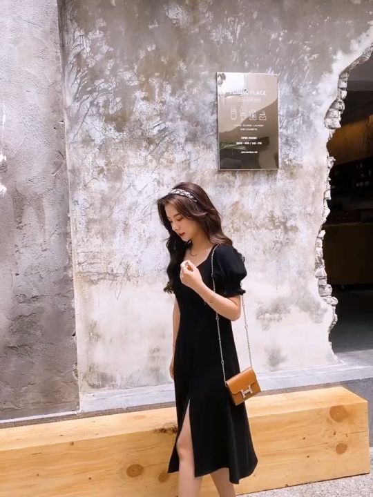 Korean Style Casual Korean Black Dress Summer Black Formal Dress For Women Casual Elegant Dress With Korean Style Casual Korean Black Dress Summer Black Formal Dress For Women Casual Elegant Dress With