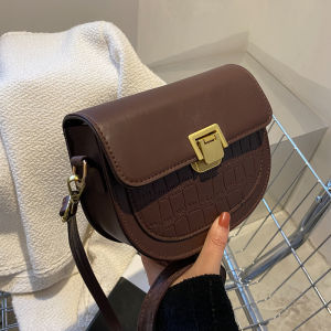 Vintage Saddlebag Womens Bag Versatile Crossbody Shoulder Bag Soft PU Leather Lock Buckle Closure Casual Leisure Handbag