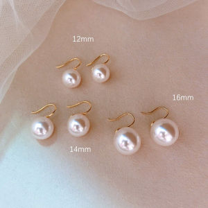 ต่างหูไข่มุกขนาดใหญ่สไตล์ย้อนยุค Lezi รุ่นใหม่ ดีไซน์หรูหรา 16 มม. ต่างหูแบบห้อย หัวเข็มขัด กระเป๋า หมวก ถุงเท้า